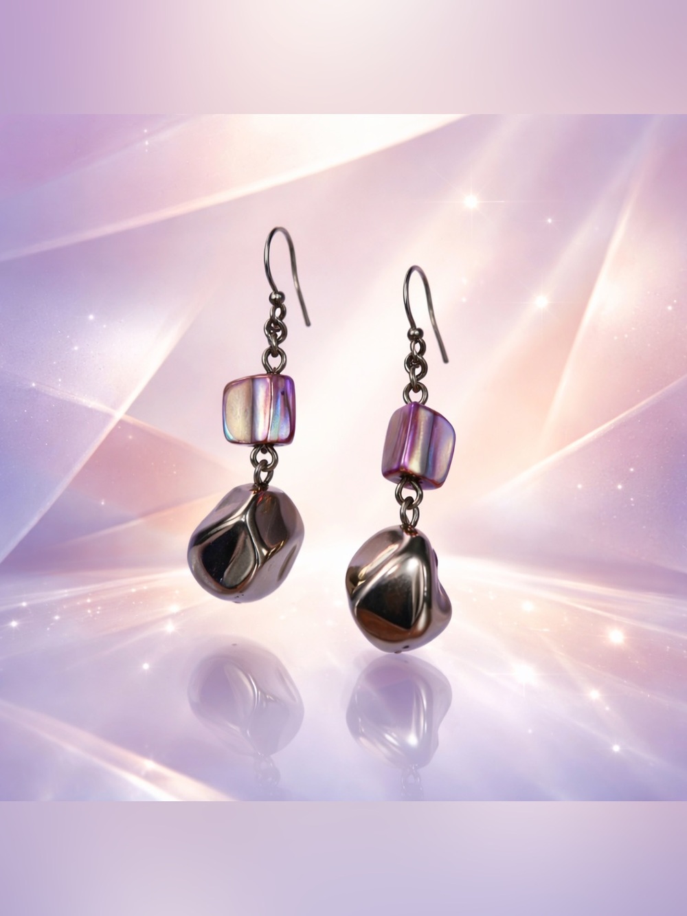 A.N.A Purple Gray Dangle Hook Earrings